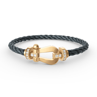 [Garvey ]FORCE LARGE HORSESHOE HALF DIAMOND BRACELET GOLD