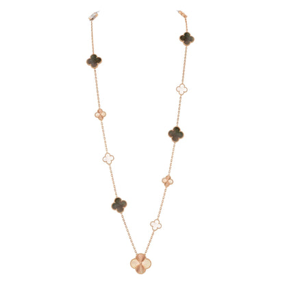 [Garvey ]DETACHABLE CLOVER 15(11+4) FLOWER ROSE GOLD NECKLACE SET