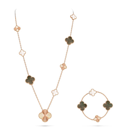 [Garvey]DETACHABLE 15-MOTIF CLOVER STATEMENT SET - GREY MOTHER-OF-PEARL & LASER