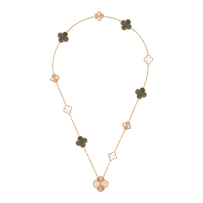 [Garvey ]DETACHABLE CLOVER 15(11+4) FLOWER ROSE GOLD NECKLACE SET