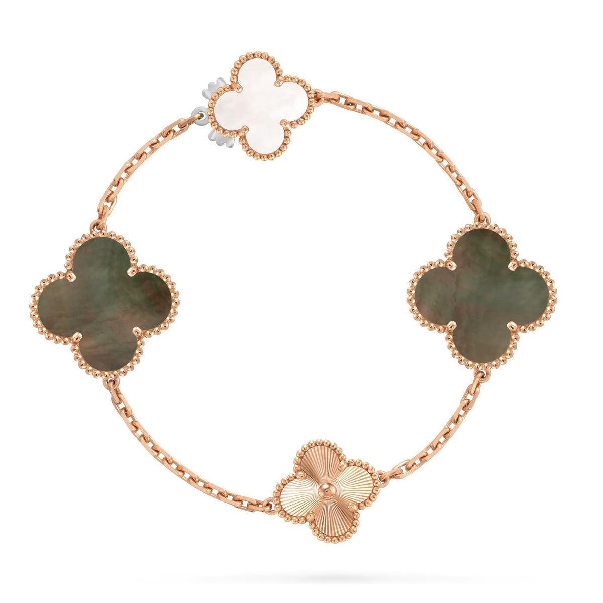 [Garvey ]DETACHABLE CLOVER 15(11+4) FLOWER ROSE GOLD NECKLACE SET
