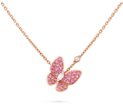 [Garvey ]BUTTERFLY RED DIAMOND ROSE GOLD NECKLACE