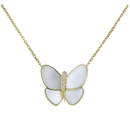[Garvey ]BUTTERFLY GOLD MOP DIAMOND NECKLACE