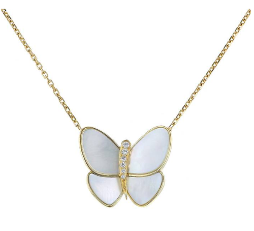 [Garvey ]BUTTERFLY GOLD MOP DIAMOND NECKLACE