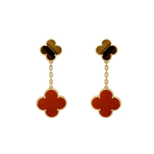 [Garvey ]CLOVER  2 MOTIF  TIGER EYE CARNELIAN EARRINGS