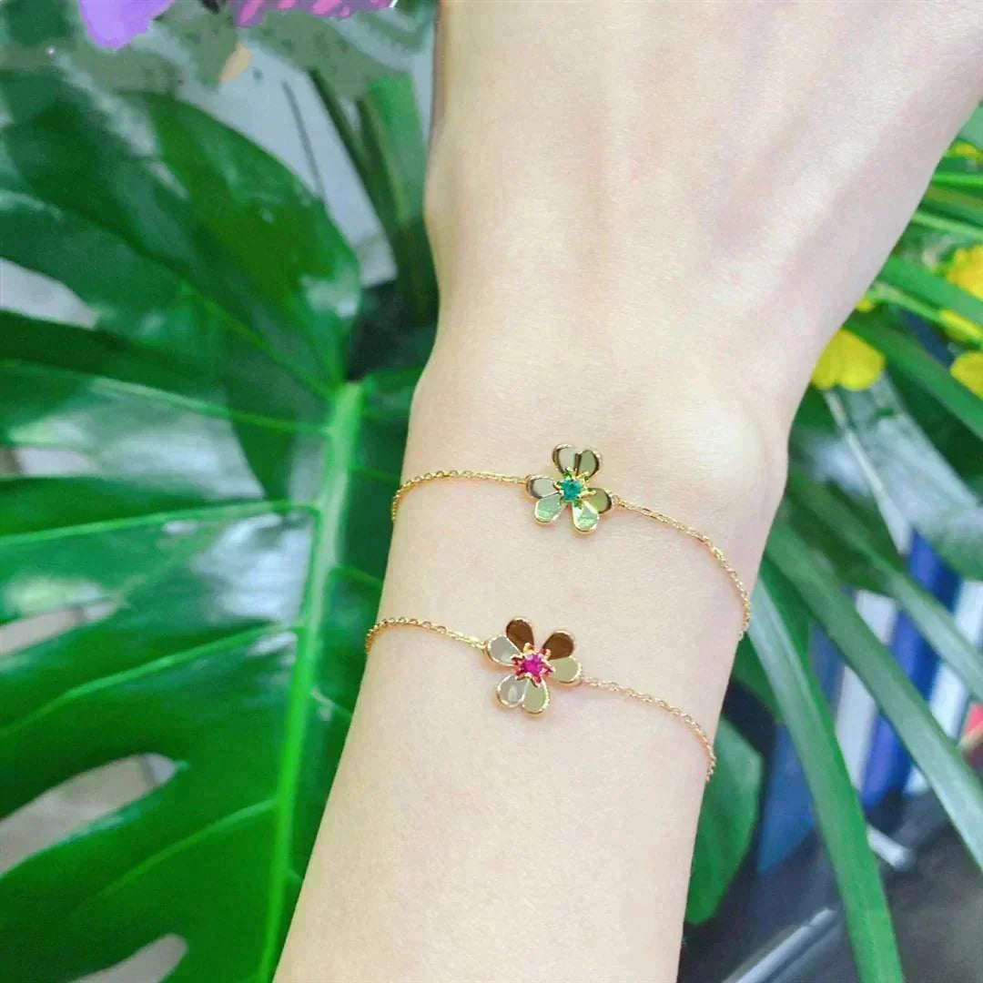 [Garvey ]FRIVOLE GOLD FLOWER PINK MALACHITE BRACELET
