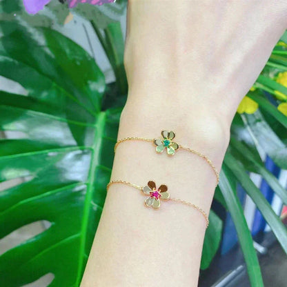 [Garvey ]FRIVOLE GOLD FLOWER PINK MALACHITE BRACELET