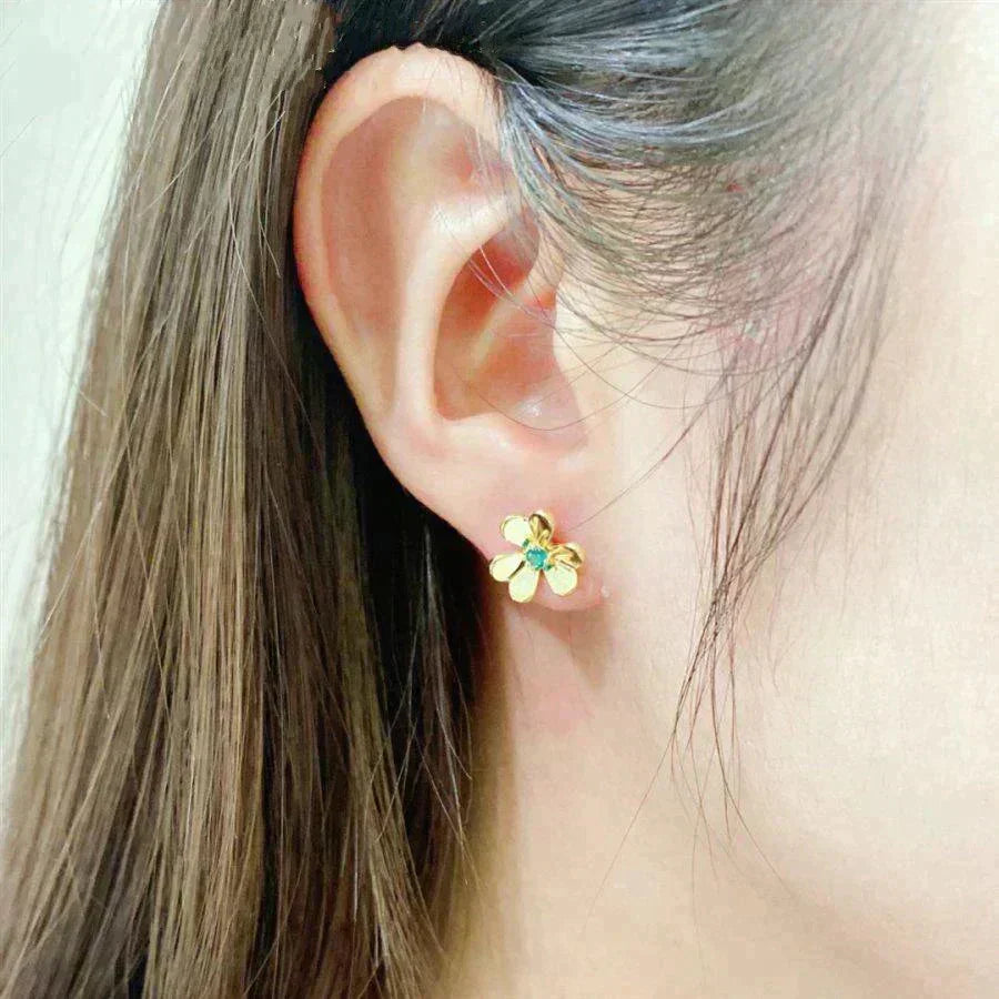 [Garvey ]FRIVOLE  FLOWER MALACHITE EARRINGS