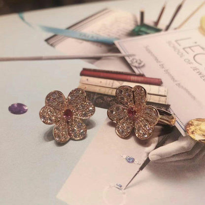 [Garvey ]FRIVOLE PINK GOLD FLOWER DIAMOND EARRINGS