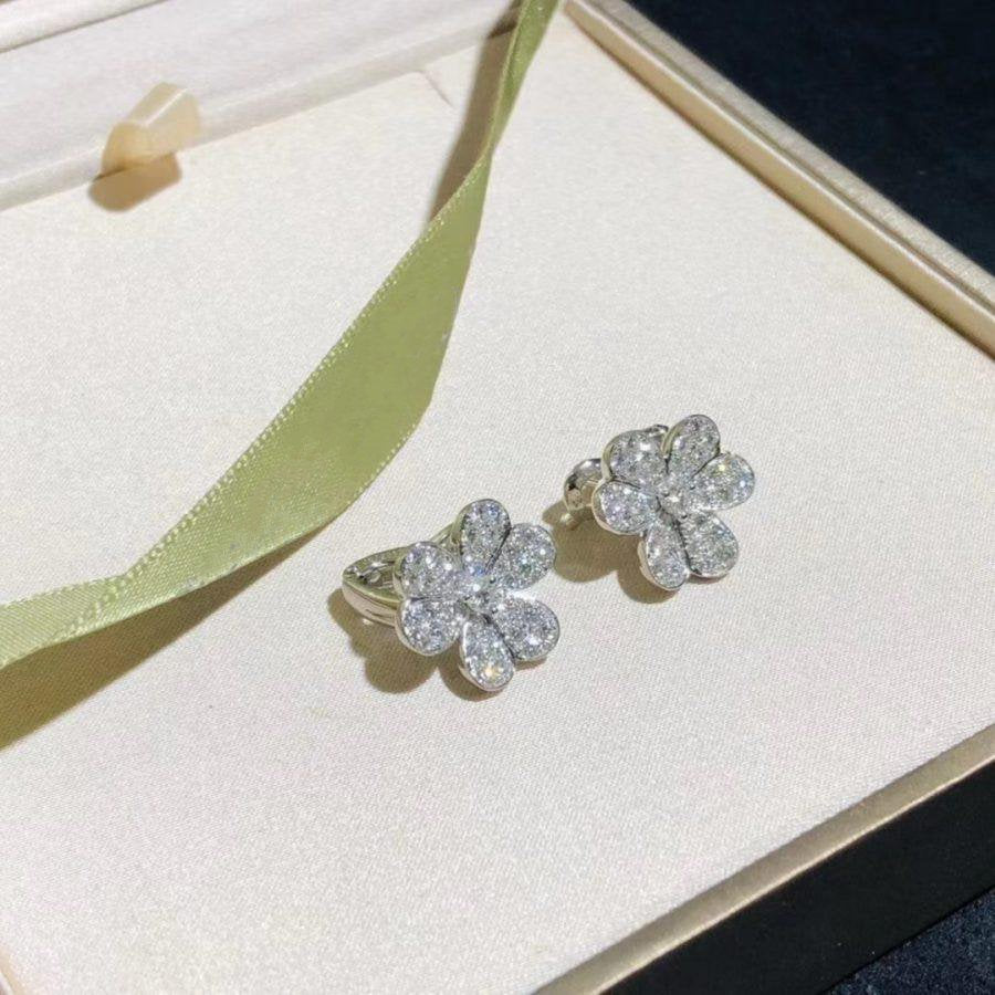 [Garvey ]FRIVOLE SILVER FLOWER DIAMOND EARRINGS