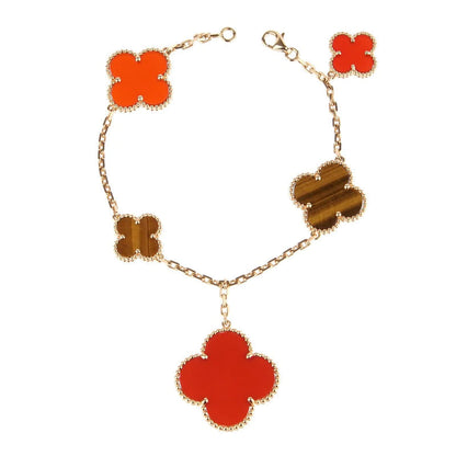 [Garvey ]CLOVER BRACELET 5 MOTIFS CARNELIAN TIGER EYE