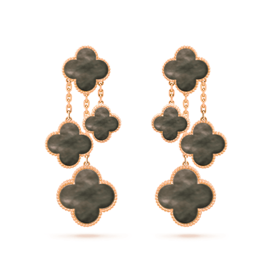 [Garvey ]CLOVER EARRINGS DARK MOP 4 MOTIFS ROSE GOLD