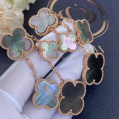 [Garvey ]CLOVER EARRINGS DARK MOP 4 MOTIFS ROSE GOLD