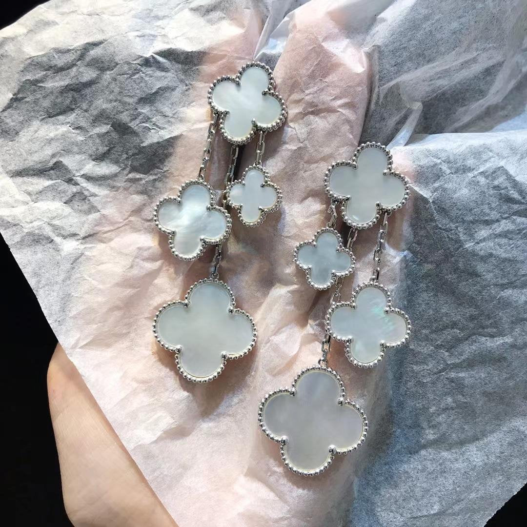 [Garvey ]CLOVER EARRINGS WHITE MOP 4 MOTIFS SILVER