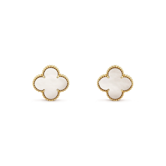 [Garvey ]CLOVER MEDIUM 1 MOTIFS  WHITE MOP STUD EARRINGS