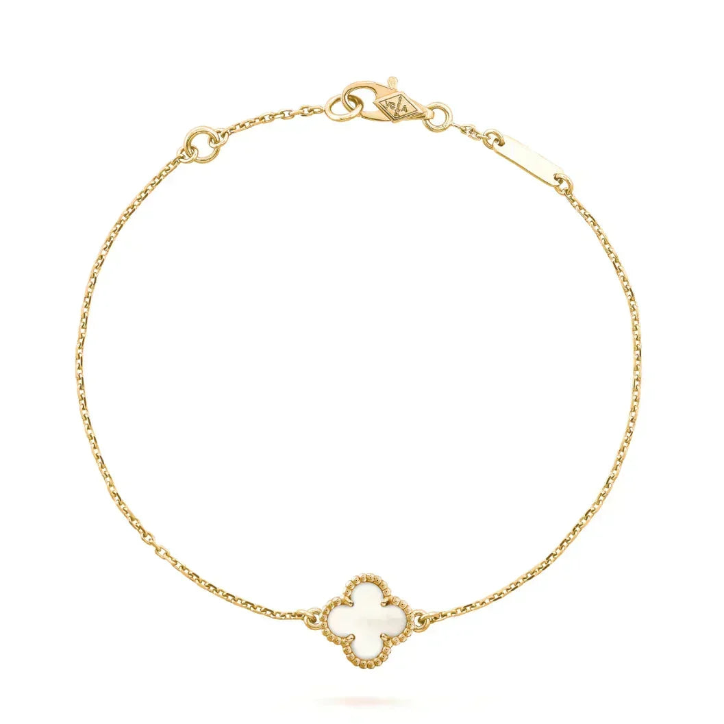 [Garvey ]CLOVER WHITE MOP SINGLE FLOWER BRACELET