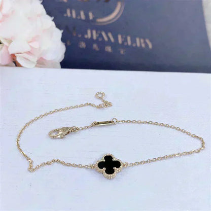 [Garvey ]CLOVER ONYX SINGLE FLOWER BRACELET