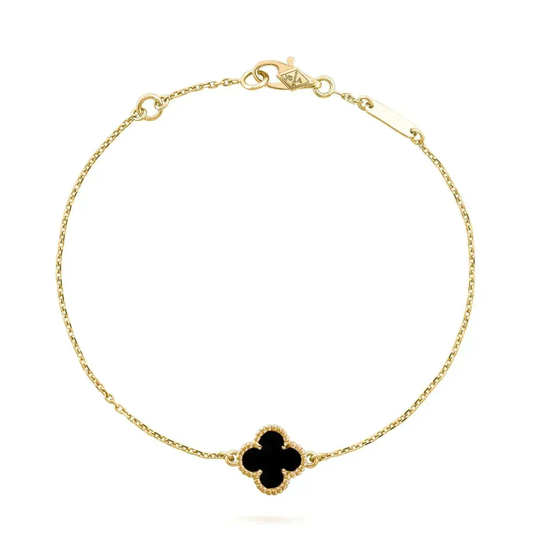 [Garvey ]CLOVER ONYX SINGLE FLOWER BRACELET