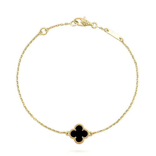 [Garvey ]CLOVER ONYX SINGLE FLOWER BRACELET