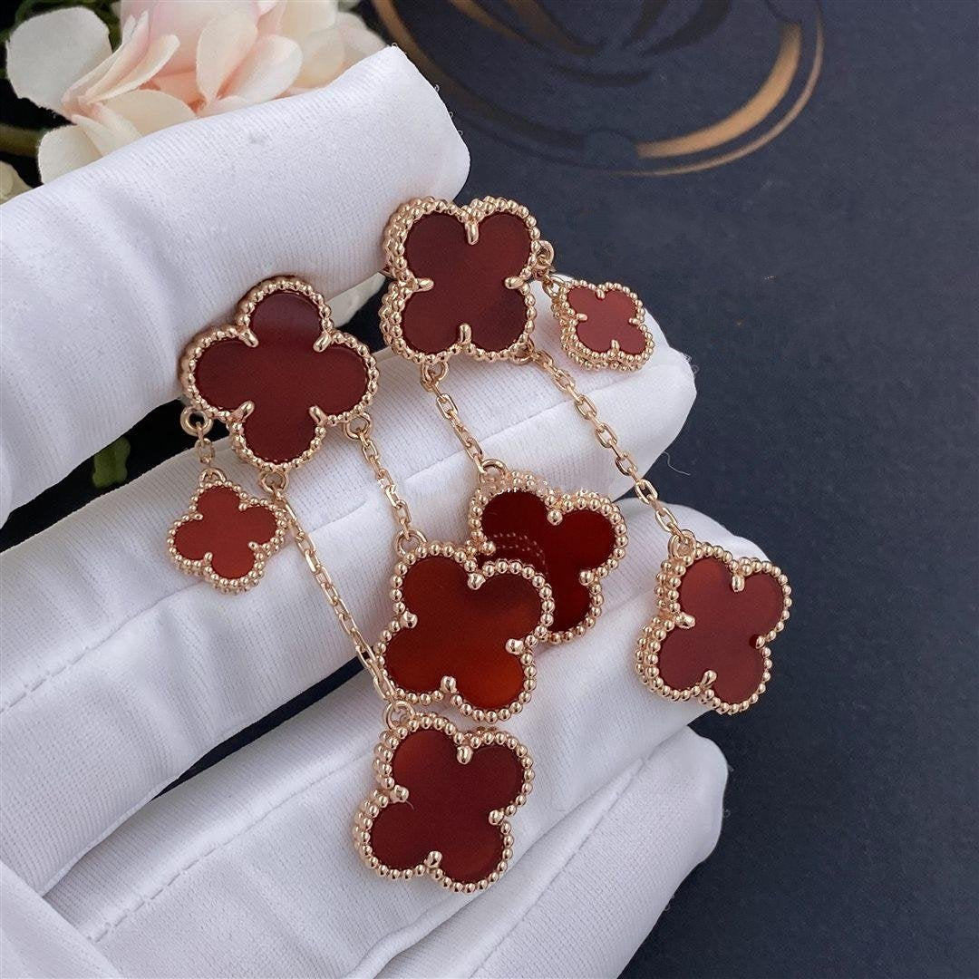 [Garvey ]CLOVER EARRINGS CARNELIAN 4 MOTIFS PINK GOLD