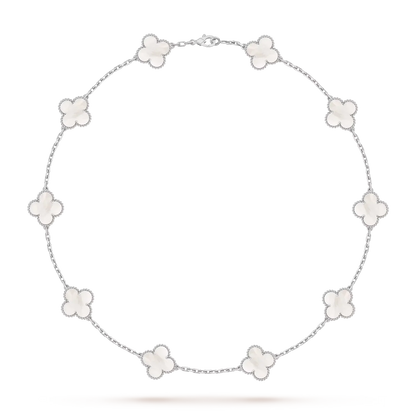 [Garvey]CLASSIC LUCKY 10-MOTIF CLOVER NECKLACE WHITE GOLD COLLECTION