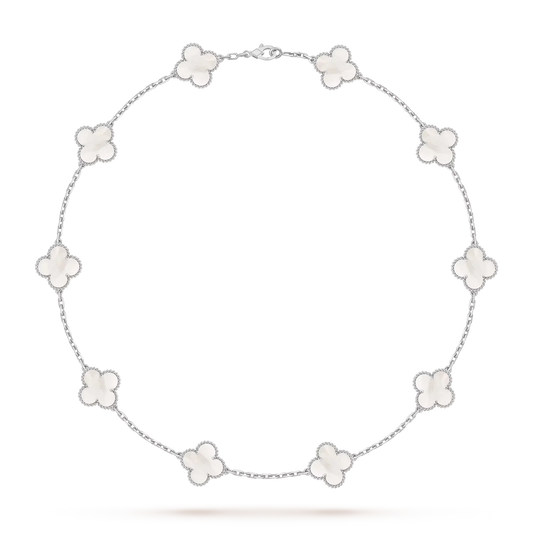 [Garvey]CLASSIC LUCKY 10-MOTIF CLOVER NECKLACE WHITE GOLD COLLECTION