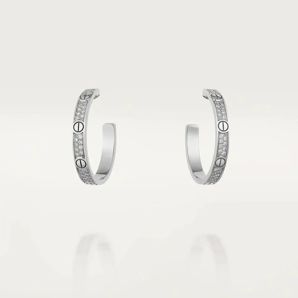 [Garvey ]LOVE DIAMOND SILVER HOOP EARRINGS