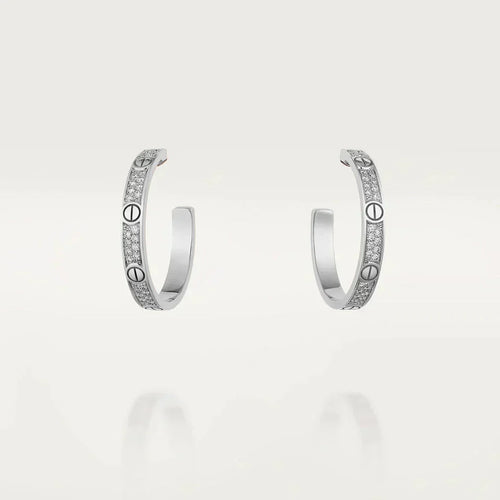 [Garvey ]LOVE DIAMOND SILVER HOOP EARRINGS