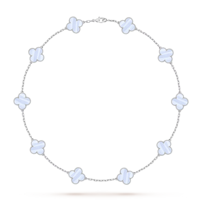 [Garvey]CLASSIC LUCKY 10-MOTIF CLOVER NECKLACE WHITE GOLD COLLECTION