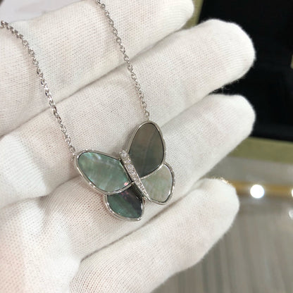 [Garvey ]LARGE BUTTERFLY SILVER PENDANT DIAMOND NECKLACE