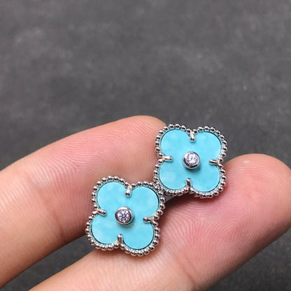 [Garvey ]CLOVER 1 DIAMOND BLUE SKY SILVER EARRINGS