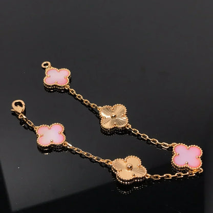 [Garvey]LUCKY CLOVER 5-MOTIF BRACELET - PINK MOTHER-OF-PEARL COLLECTION