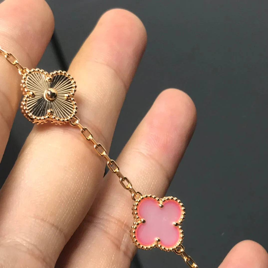 [Garvey ] CLOVER 5 MOTIFS  PINK MOP BRACELET COLLECTION