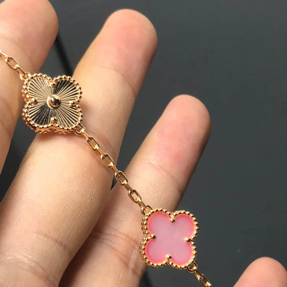 [Garvey]LUCKY CLOVER 5-MOTIF BRACELET - PINK MOTHER-OF-PEARL COLLECTION