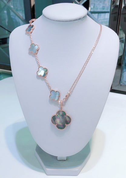 [Garvey ]COMBINED BRACELET 5 MOTIFS AND NECKLACE DARK MOP ROSE GOLD