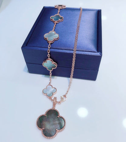 [Garvey ]COMBINED BRACELET 5 MOTIFS AND NECKLACE DARK MOP ROSE GOLD