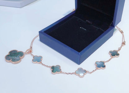 [Garvey ]COMBINED BRACELET 5 MOTIFS AND NECKLACE DARK MOP ROSE GOLD