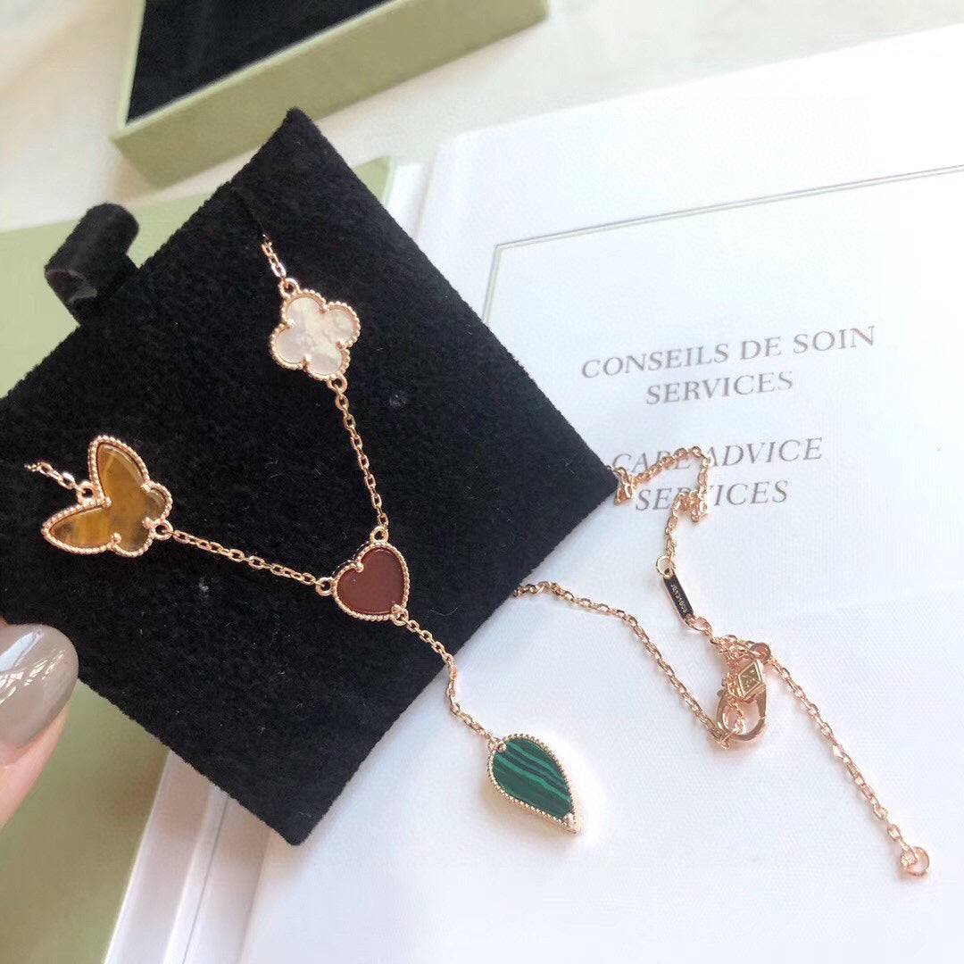[Garvey ]LUCKY SPRING 4 MOTIFS ROSE GOLD NECKLACE