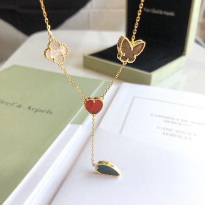 [Garvey ]LUCKY SPRING 4 MOTIFS ROSE GOLD NECKLACE