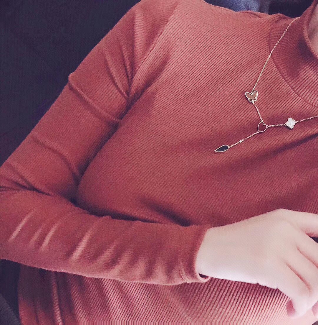 [Garvey ]LUCKY SPRING 4 MOTIFS ROSE GOLD NECKLACE