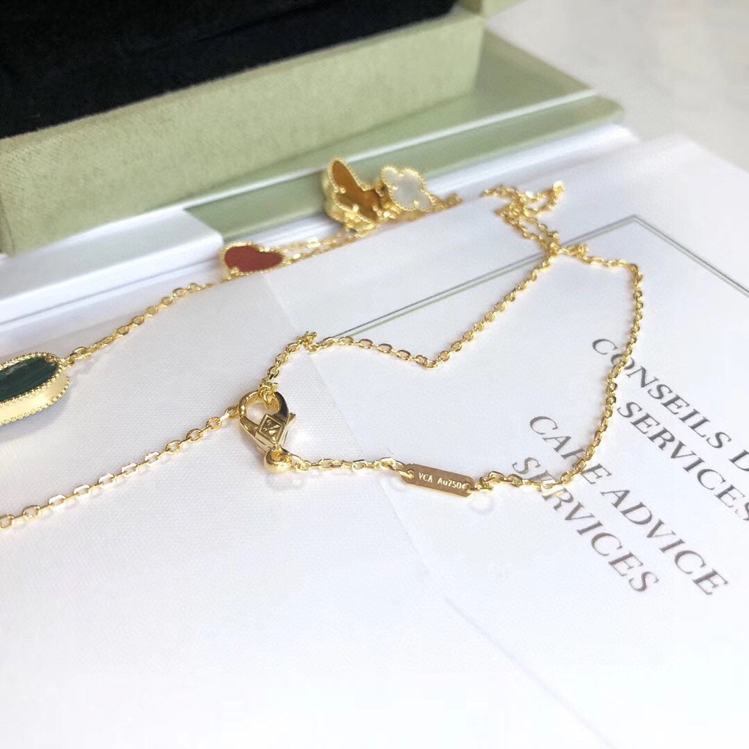 [Garvey ]LUCKY SPRING 4 MOTIFS ROSE GOLD NECKLACE