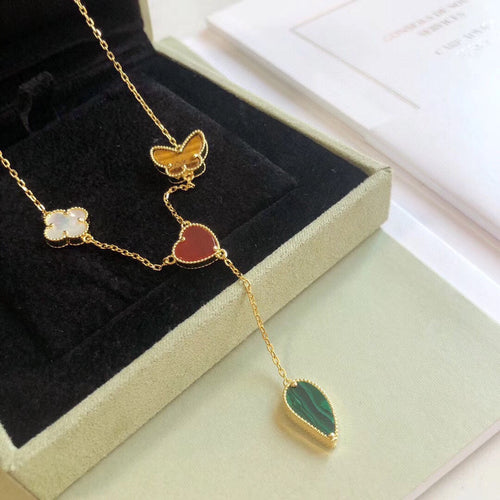 [Garvey ]LUCKY SPRING 4 MOTIFS ROSE GOLD NECKLACE