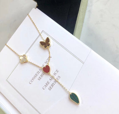 [Garvey ]LUCKY SPRING 4 MOTIFS ROSE GOLD NECKLACE