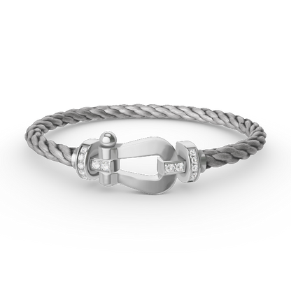 [Garvey ]FORCE LARGE HORSESHOE HALF DIAMOND BRACELET SILVER