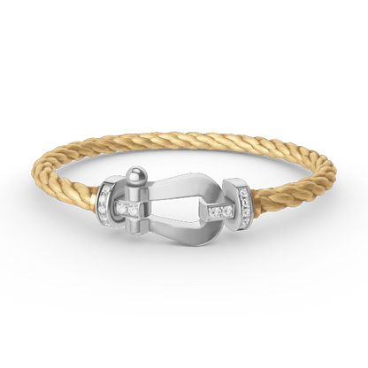 [Garvey]FORCE LARGE HORSESHOE HALF DIAMOND BRACELET - WHITE GOLD