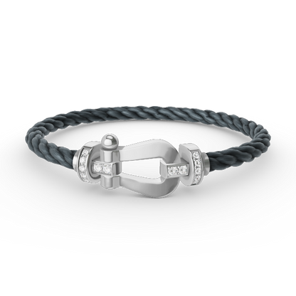 [Garvey ]FORCE LARGE HORSESHOE HALF DIAMOND BRACELET SILVER