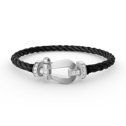 [Garvey ]FORCE LARGE HORSESHOE HALF DIAMOND BRACELET SILVER