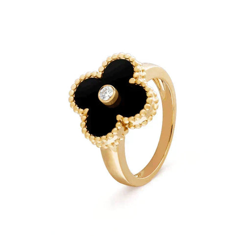 [Garvey ]CLOVER ONYX RING GOLD DIAMOND