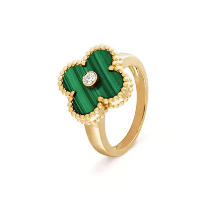 [Garvey ]CLOVER MALACHITE RING GOLD DIAMOND